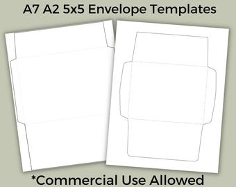Envelope Template Set, Commercial Use, Digital PDF & PNG, A7 A2 5x5 Square