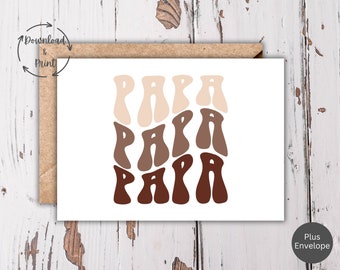 Papa Fathers Day Card, Retro Style Greeting Card For Dad, Digital PDF, 5x7