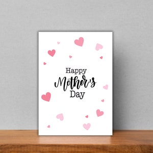 Mothers Day Card Printable Hearts, Happy Mother's Day Cards, Mother's ...