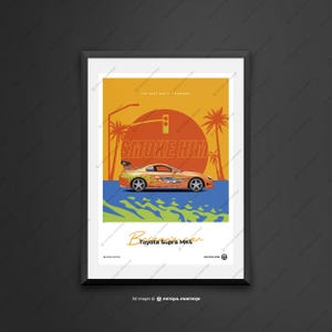 Fast & Furious | Brian O&#39;Connor | Toyota Supra | Car Poster Illustration | Perfect Gift for Film Enthusiasts | Movie Poster