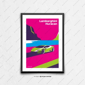Lamborghini Huracan - car poster, car art, art prints, wall art, personalised gift, gifts for him unique, handmade gift, automotive art