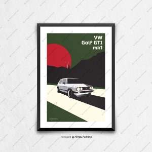 VW Golf GTI mk1: póster de automóvil, arte de automóvil, impresiones de arte, arte de pared, ideas de regalos de cumpleaños, regalos para él únicos, día del padre, arte automotriz