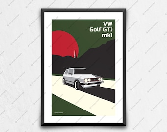 VW Golf GTI mk1 Poster: Automotive Art Print