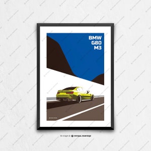 BMW G80 M3 - car poster, car art, art prints, wall art, birthday gift ideas, gifts for him unique, fathers day, automotive art