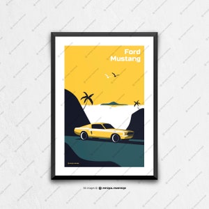 Ford Mustang - car poster, car art, art prints, wall art, birthday gift ideas, gifts for him unique, fathers day, automotive art