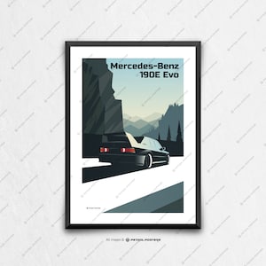 Mercedes Benz EVO II - car poster, car art, art prints, wall art, birthday, gifts for him unique, fathers day, automotive art