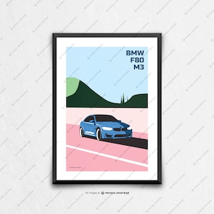 BMW F80 M3 - car poster, car art, art prints, wall art, birthday gift ideas, gifts for him unique, fathers day, automotive art