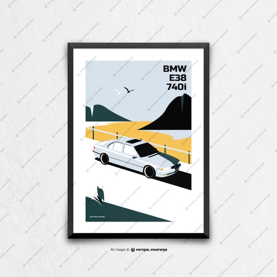 BMW E38 740i Car Poster, Car Art, Art Prints, Wall Art, Birthday Gift  Ideas, Gifts for Him Unique, Fathers Day, Automotive Art 