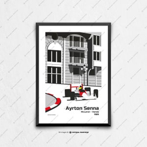 Ayrton Senna Formula 1 Poster - monte carlo f1 poster, monaco formula1 print, f1 gift, ayrton senna poster, formula1 vintage, mclaren f1