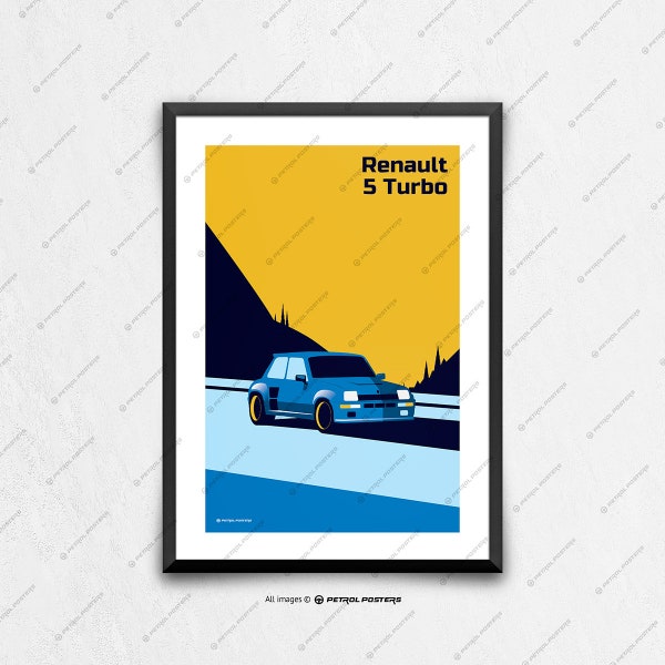 Renault 5 Turbo - affiche de voiture, art de voiture, estampes d'art, art mural, idées de cadeaux d'anniversaire, cadeaux pour lui uniques, fête des pères, art automobile
