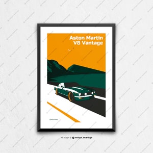 Aston Martin V8 Vantage - car poster, car art, art prints, wall art, birthday gift ideas, gifts for him unique, fathers day, automotive art