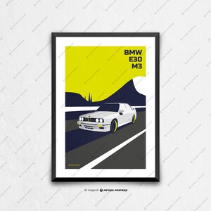 BMW E30 M3 - car poster, car art, art prints, wall art, birthday gift ideas, gifts for him unique, fathers day, automotive art