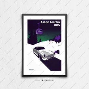 Aston Martin DB5 - car poster, car art, art prints, wall art, james bond car, gifts for him unique, fathers day, automotive art