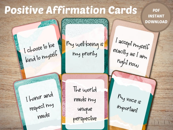 Printable Positive Affirmations Cards Set of 24 PDF - Etsy