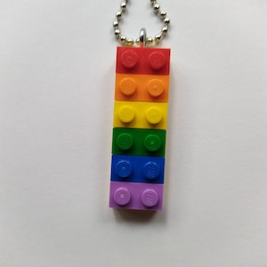 Lego® Necklace LGBTQ+ Rainbow Pride Flag Red, Orange, Yellow, Green, Blue, Violet