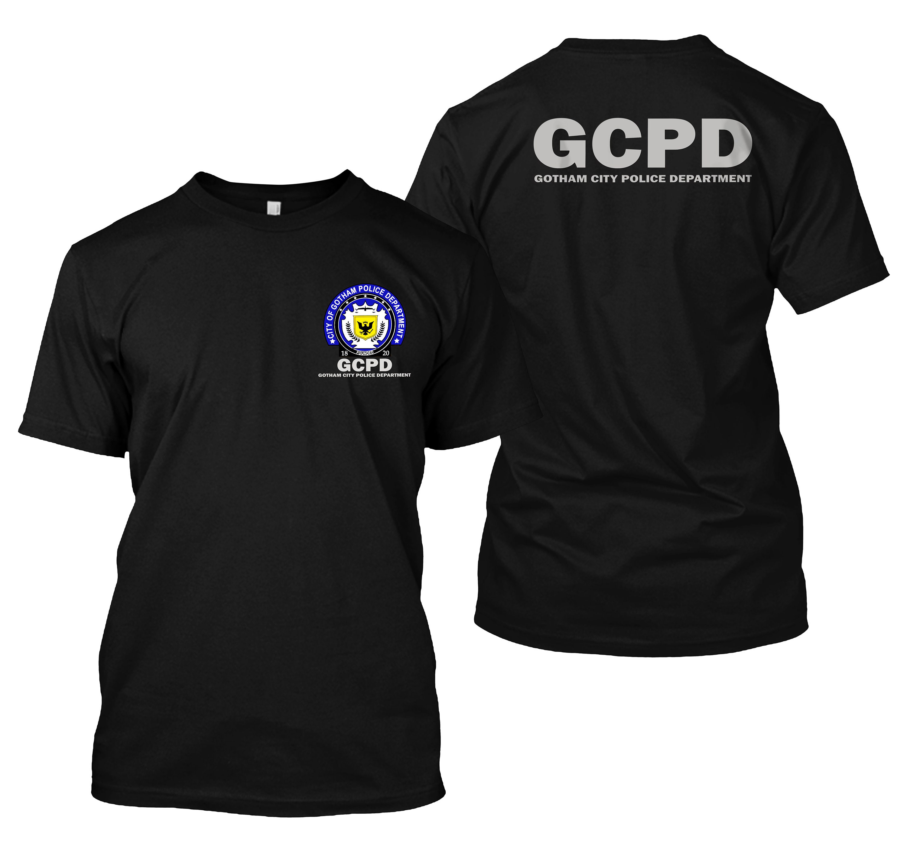 New Batman Gotham City Police Department SWAT GCPD logo Double sided tshirt