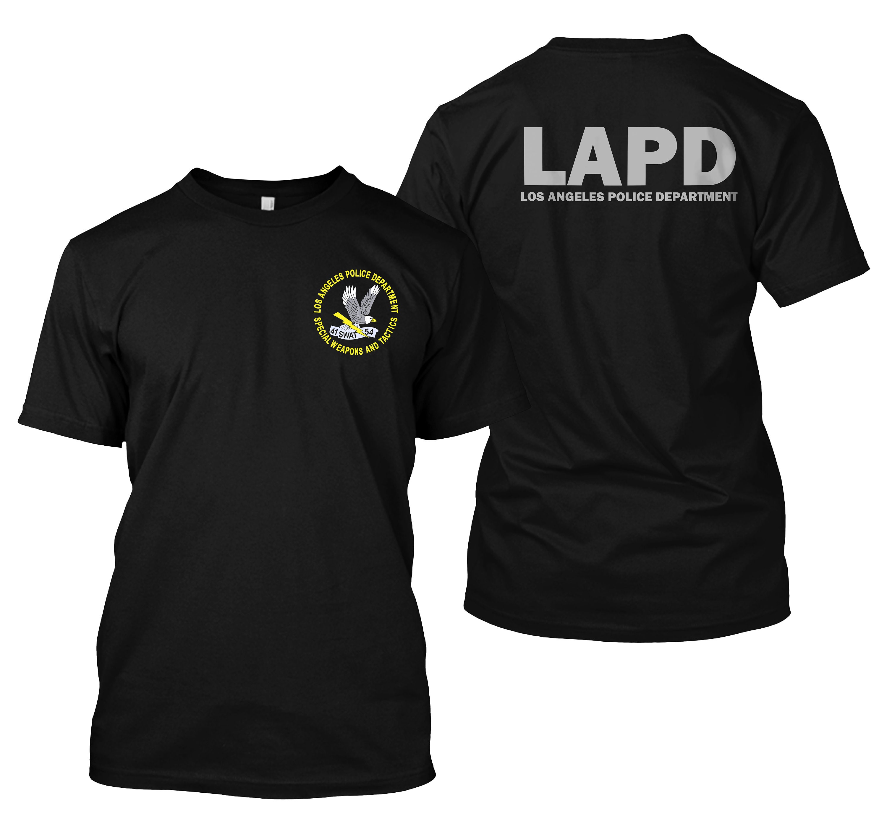New LAPD Los Angeles SWAT Police Double sided tshirt