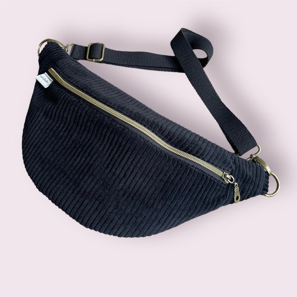 Belly Bag Cord Black, Bauchtasche, Crossbody