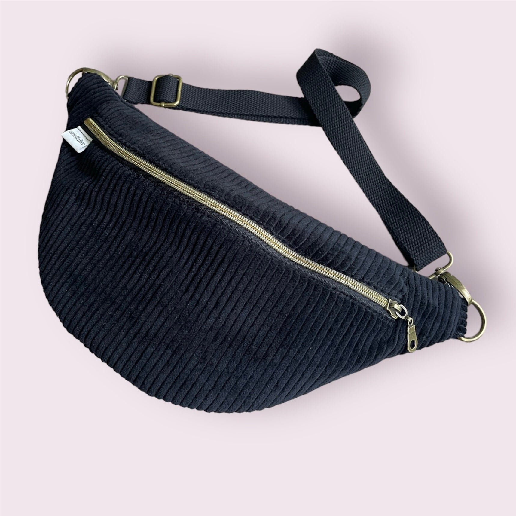Belly Bag Cord Black Bum Bag Crossbody Etsy