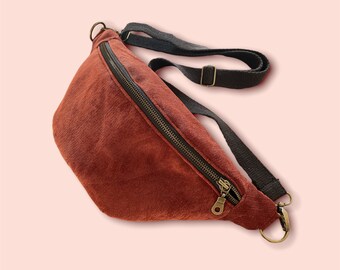 Sac banane Romy Cord rouge marron