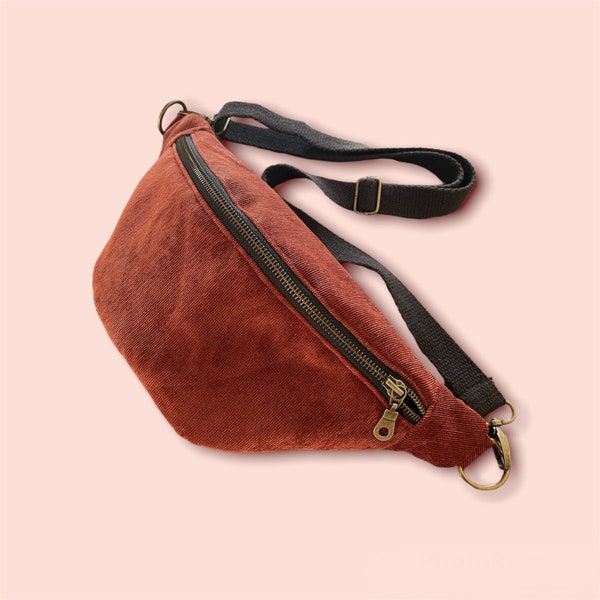 Romy Cord bum bag red brown