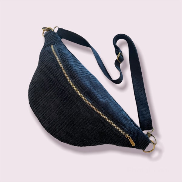 Belly Bag Cord Black, Bauchtasche, Crossbody