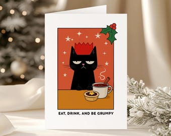 Funny Grumpy Cat Christmas Card, Sarcastic Holiday Greeting