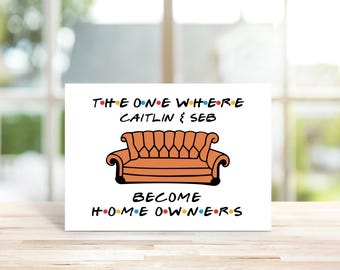 Tarjeta de bienvenida para casa inspirada en la serie FRIENDS, tarjeta de mudanza personalizada, personalizada, para amigos y familiares, divertida y alegre.