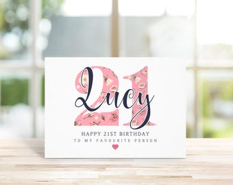 Tarjeta personalizada para tu 21.º cumpleaños. Selección de diseños. Perfecta para amigos, familiares o seres queridos. Tarjeta para tu 21.º cumpleaños.