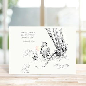 Winnie the Pooh Sympathy Card. Bereavement Sympathy Card. Loss of Loved One,  Condolence Card. Remembering someone loved. Minimalist design