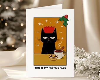 Funny Grumpy Cat Christmas Card, Sarcastic Holiday Greeting