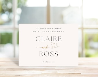 Personalised ENGAGEMENT card, Custom engagement card, Congratulations You're Engaged Card, Minimalist
