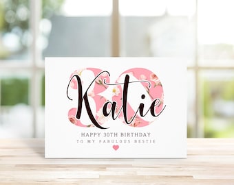 Personalisierte GEBURTSTAGSKARTE. Auswahl an Designs. Perfekt für Freunde, Familienmitglieder oder geliebte Menschen.  Dreißigster Geburtstagskarte