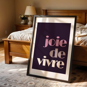 Joie de Vivre Wall Art Print. French Inspired Typography Poster. Multiple Colours. Modern Minimalist Home Decor
