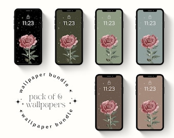 Aesthetic Phone Wallpaper Bundle Pack of Pink Rose and Stars