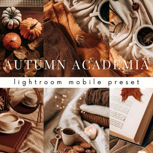 Aesthetic Lightroom Mobile Preset | Autumn Academia | Bookstagram filters, Instagram, cozy, vintage, autumn, fall, cozy, moody, dark,
