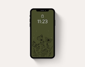 美しい携帯電話の壁紙 | 緑の花と蝶 | 植物、自然の壁紙、iPhone、スマートフォンの壁紙、携帯電話の背景