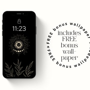 Aesthetic Phone Wallpaper | Black and Gold Sun and Stars | celestial, boho, dark wallpapers, iphone, smartphone wallpaper, background