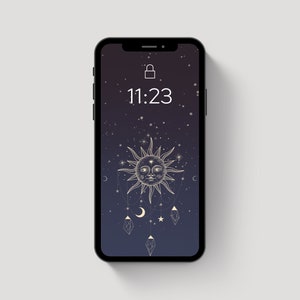 Aesthetic Phone Wallpaper | sun and stars design, celestial, dark wallpapers, gradient, iphone, smartphone wallpaper, background, gradient
