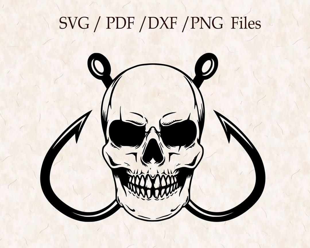 Fisherman. Skeleton.skull.fishing . Head Svg / Eps / Pdf / Dxf Etsy
