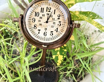Antique Brass Desk Clock: Vintage Tabletop Decor, Battery Operated (4.5"H)