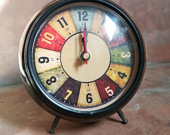Vintage Wooden Table Clock, Antique Desk Timepiece, Rustic Home Decor