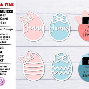 Personalisierte Osterei Geschenkkartenhalter, Geschenkkartenhalter Set, Design für Junge und Mädchen, Ostergeschenk, Personalisierter Name Geschenkkartenhalter