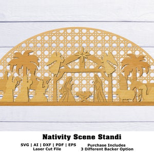 Nativity Laser Cut File | Freestanding Rattan Nativity | Christmas SVG | Nativity Shelf Sitter | Christ | Rattan SVG | Glowforge | Jesus