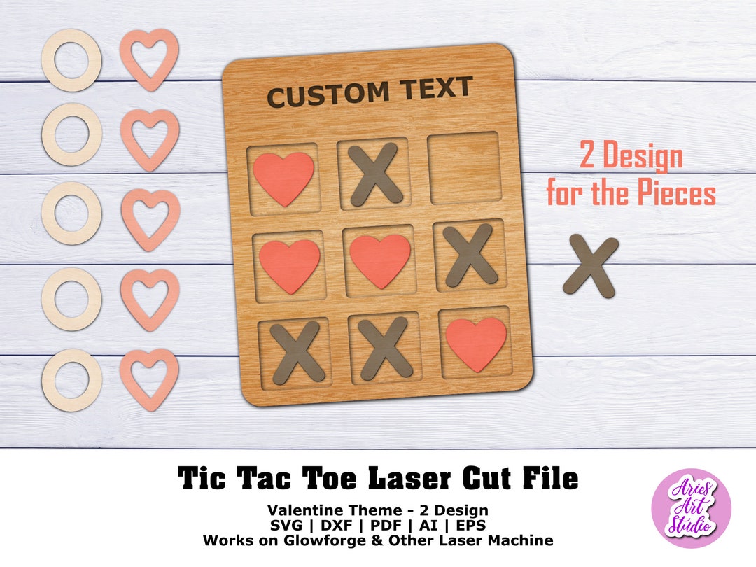 Tic Tac Toe Valentine SVG Laser Cut File, Valentines Day SVG ...