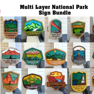 National Park Sign Bundle, 15 Files, Adventure Forest Trek Camping Travel Sign, US National Park, Unique Gifts, Wood Sign America