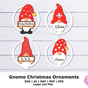 Christmas Gnome Ornament SVG, Christmas SVG, Ornaments Svg, Christmas Bauble SVG, Christmas Decor, Laser Cut File, Glowforge Svg, Gnome Svg