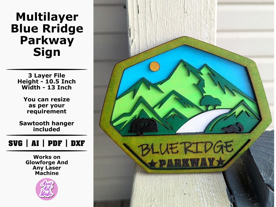 National Park Sign, Blue Ridge Parkway Multilayer Sign, Adventure ...