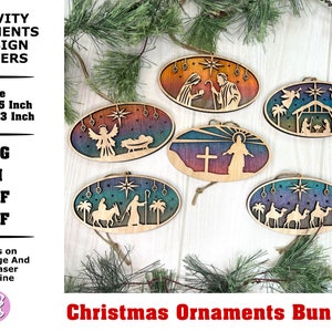 Nativity Ornaments Laser Cut File SVG | Christmas Nativity Scene Ornaments SVG | Christmas Decor Personalized Gift | Digital Download