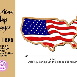 American Flag Map SVG: Laser Cut File for Glowforge, CNC (Digital Download)